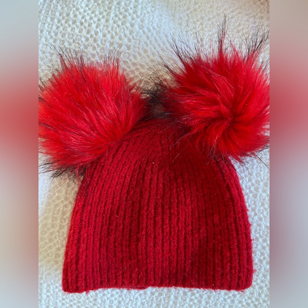 Top Shop Red Beanie Chiefs Pom Pom Beanie Disney ear style